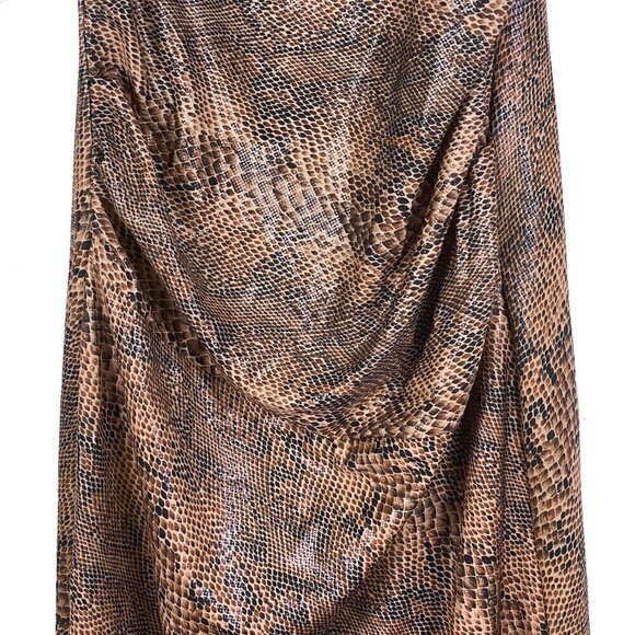Mango Snakeskin Degaje Cowl Slip Dress Brown XS MINT - Picture 5 of 11